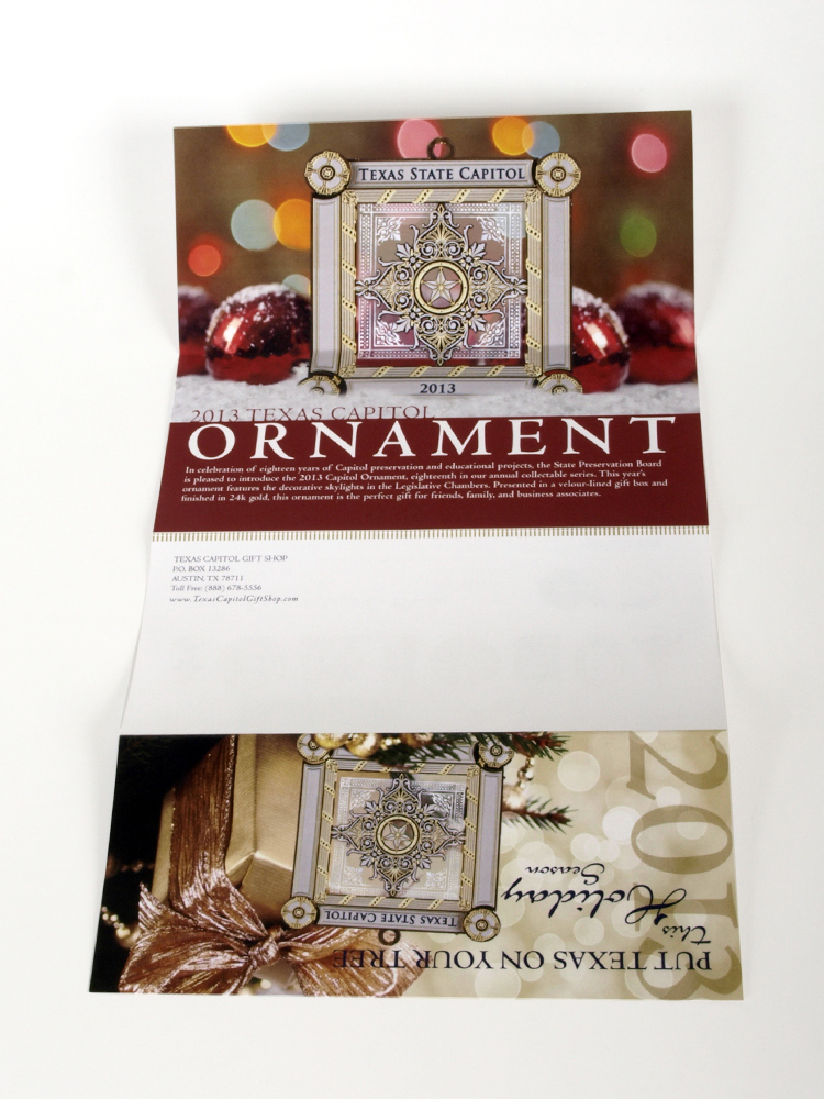 State Preservation Board Ornament Brochure 2013; designed by Julie Mendez.
