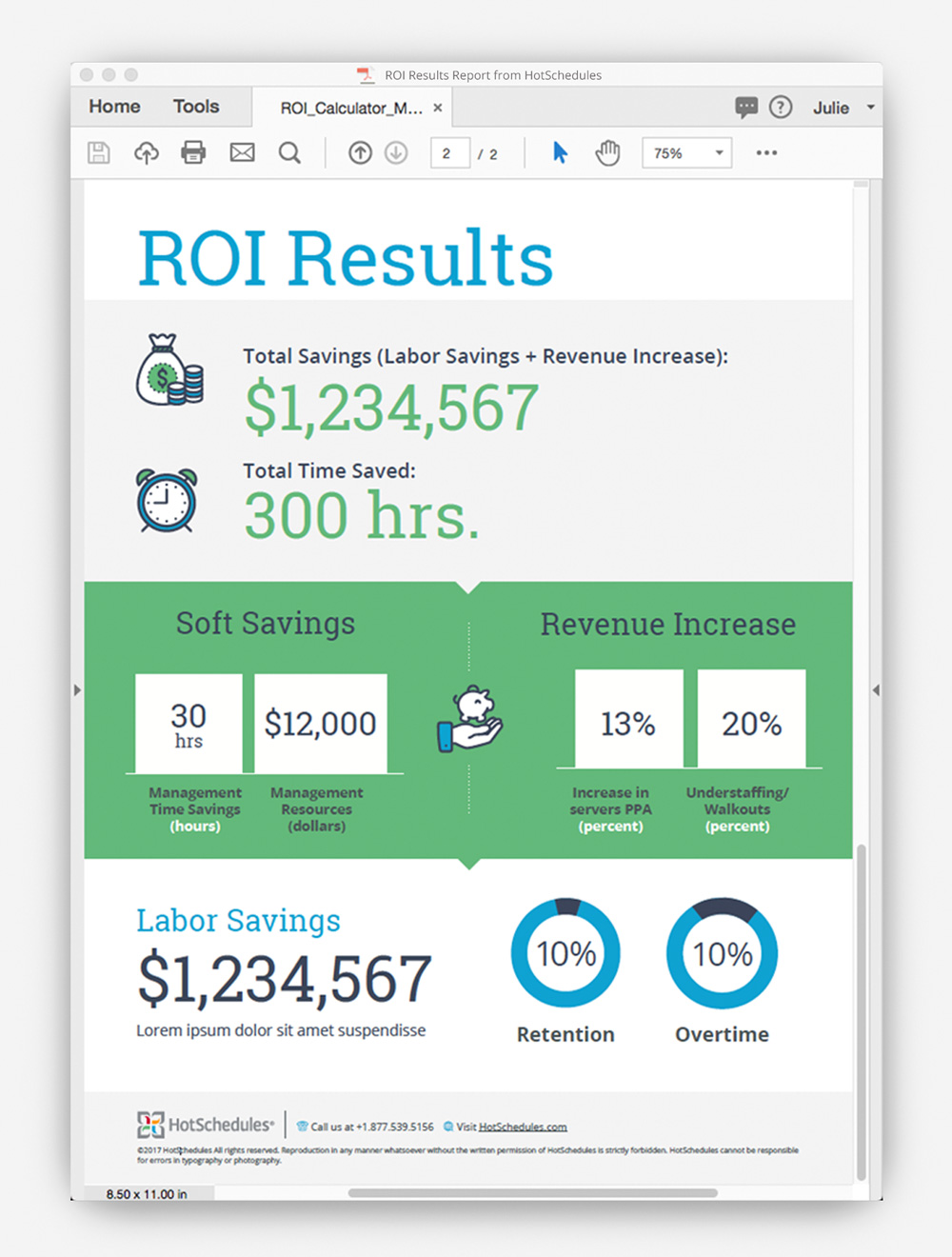 ROI Calculator Report Design by Julie Mendez