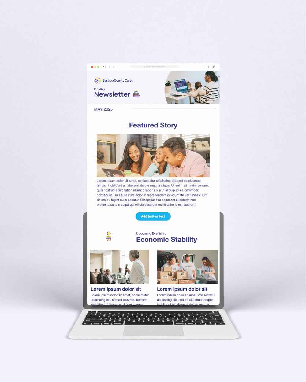 Bastrop County Cares Newsletter Mockup