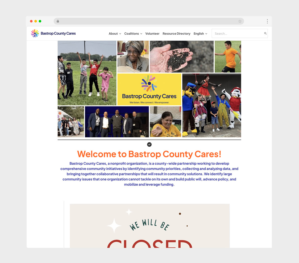 Bastrop County Cares Website AFTER Bastrop County Cares Website BEFORE