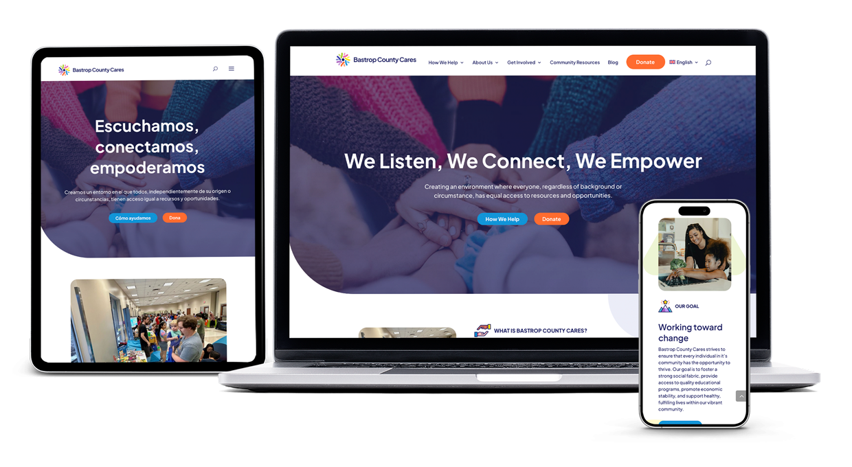 Bastrop County Cares WordPress Divi Web Responsive Development