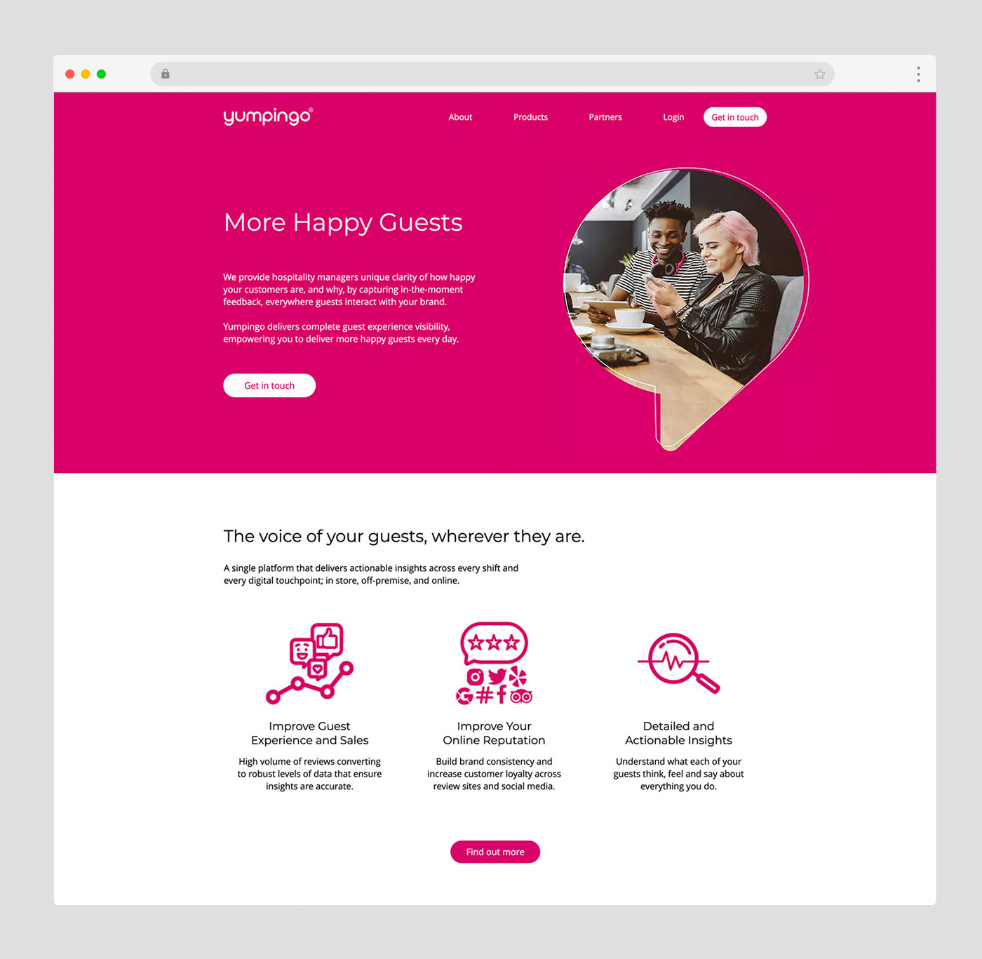 Yumpingo home page hero section BEFORE